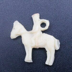 Vintage Celluloid Plastic Man Riding Horse Cracker Jack Prize Charm for Bracelet